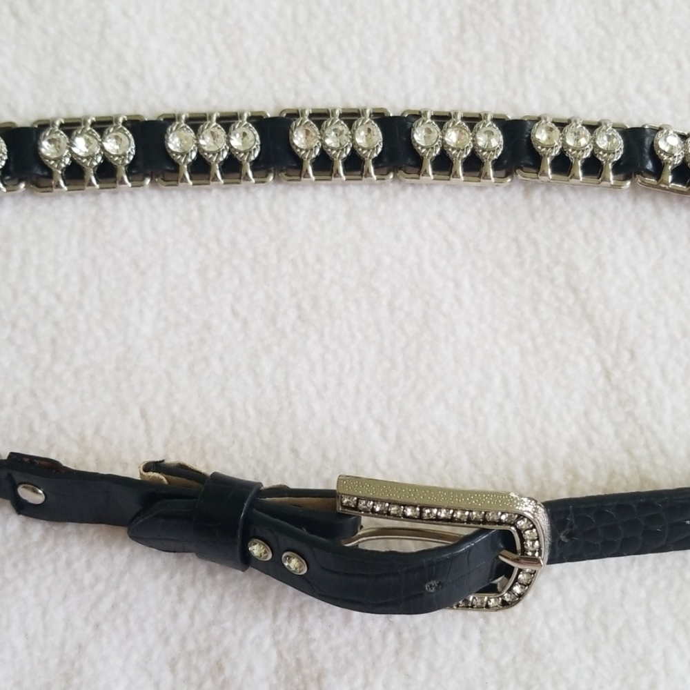 Leather and rhinestone belt